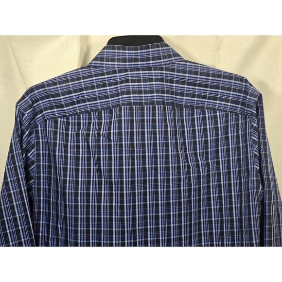 Untuckit Shirt Men Small Blue Plaid Button Up Long Sleeve Dress Shirt - Picture 10 of 10